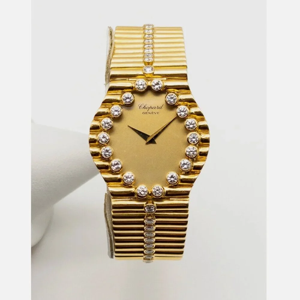 CHOPARD Ladies Diamond 18k Yellow Gold 32mm Midsize Ladies Watch Iced - Picture 1 of 6